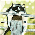 Cat Tile- Black & White Cat Cat Tile- Black & White Cat