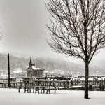 Snow at Watkins Glen harbor.